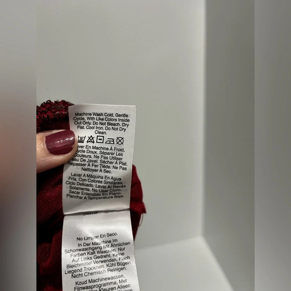 DKNY Sparkle Collection Red Short Sleeve lined Sequined Sparkly XS New with Tags - Picture 9 of 10